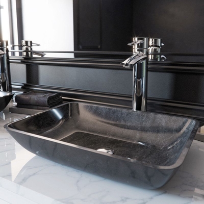 Темные ые-зелен тазы мытья Bathroom прямоугольное оникса серого цвета 18 дюймов Handmade