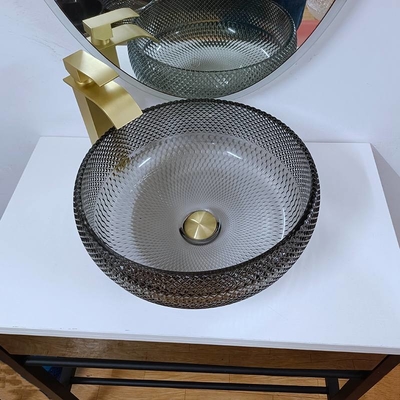 Круг Countertop тщеты Кристл серого цвета Bathroom уникальных стеклянных тазов сосуда серый
