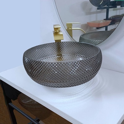 Круг Countertop тщеты Кристл серого цвета Bathroom уникальных стеклянных тазов сосуда серый