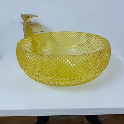 Шар раковины Bathroom 17,7 дюймов желтый вводит 180mm в моду 12mm круглое Кристл
