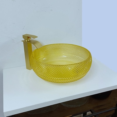 Шар раковины Bathroom 17,7 дюймов желтый вводит 180mm в моду 12mm круглое Кристл
