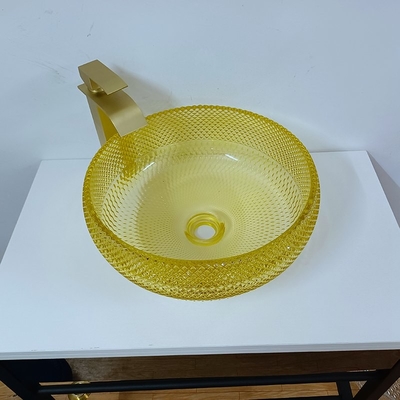 Шар раковины Bathroom 17,7 дюймов желтый вводит 180mm в моду 12mm круглое Кристл