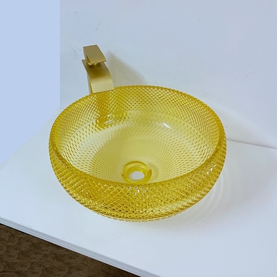 Шар раковины Bathroom 17,7 дюймов желтый вводит 180mm в моду 12mm круглое Кристл