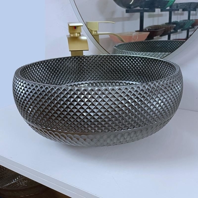 шар раковины Bathroom итальянского дизайна 180mm серебряный вокруг таза мытья голубой столешницы встречного