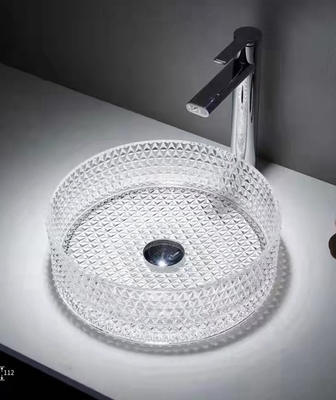 рука столешницы 12mm моет таз шар таза раковины Bathroom круга Кристл 15,5 дюймов прозрачный