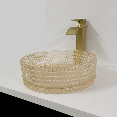 Искусство диаманта Кристл Bathroom цилиндра шара раковины тщеты Шампань стеклянное