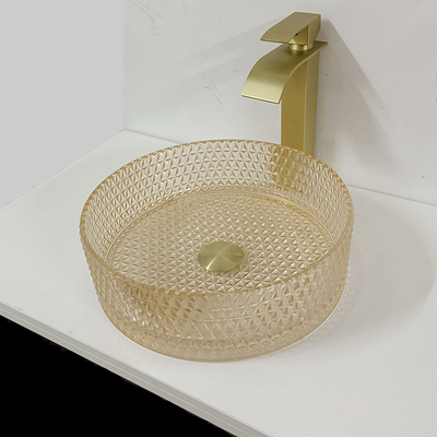 Искусство диаманта Кристл Bathroom цилиндра шара раковины тщеты Шампань стеклянное