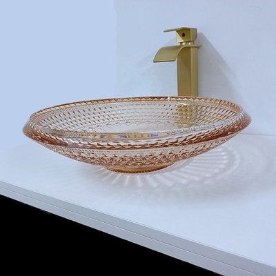 Bathroom L450 цвета Кристл круглого шара таза мытья стеклянный янтарный * W450 * H120mm