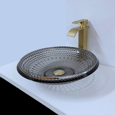 Прозрачный мелкий таз мытья современный вокруг Bathroom раковины шара 19mm черного