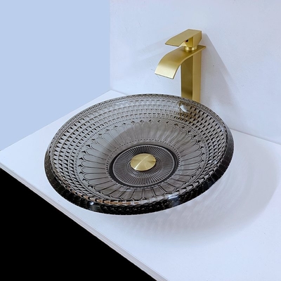 Прозрачный мелкий таз мытья современный вокруг Bathroom раковины шара 19mm черного
