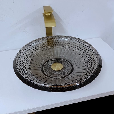 Прозрачный мелкий таз мытья современный вокруг Bathroom раковины шара 19mm черного