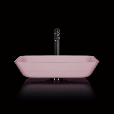 Стекло кисловочный Matt розовых тазов Countertop Bathroom прямоугольное закаленное