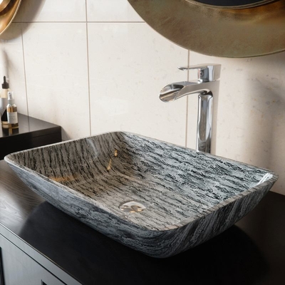 Чернота титана/серые тазы мытья L460 Bathroom * W330 * раковина сосуда H105mm прямоугольная черная