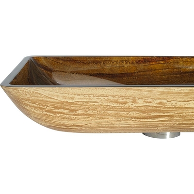 Прямоугольные тазы мытья Bathroom OEM лаяют раковина сосуда Брауна Handmade закаленная стеклянная