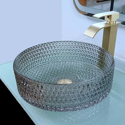 Высота столешницы 120mm черноты таза мытья современного Countertop стеклянная художественная