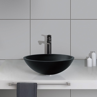 Bathroom таза Matt гостиницы финиш ржавчины кисловочного черного круглого стеклянный анти-