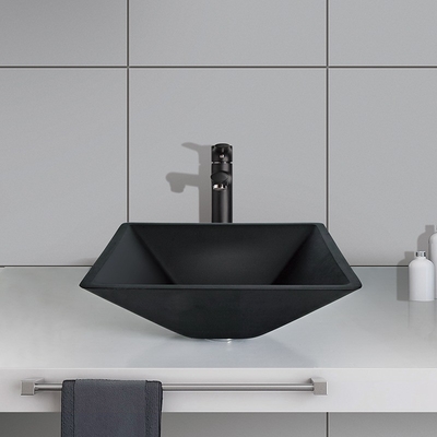 Bathroom формы воронки квадрата таза черноты 142mm кисловочный Matt закаленный