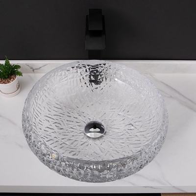 Countertop сосуда 170mm раковины Bathroom шара круга формы шарика кристально ясный установил