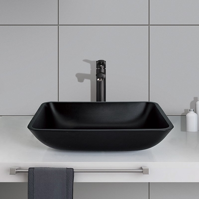 Замороженная раковина сосуда тазов мытья Bathroom Кристл каменная прямоугольная черная штейновая