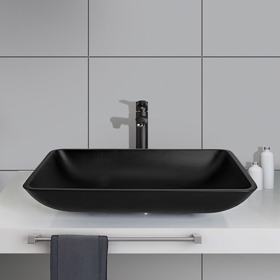 Кисловочный круг тазов мытья Bathroom Matt черный закалил стеклянную раковину сосуда