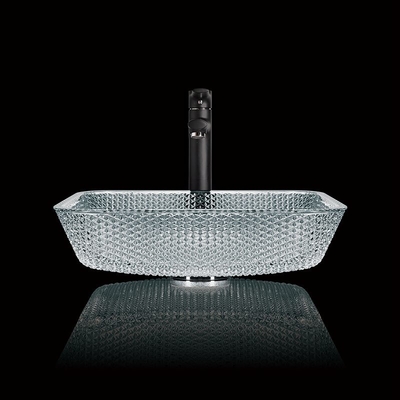 тщета Countertop длины 400mm тонет кристально ясный стеклянный квадрат диаманта сосуда