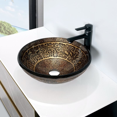 Браун закалил стеклянную тщету раковины вокруг Countertop Bathroom 45mm 12mm