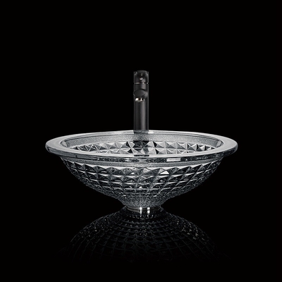 Bathroom кругового Handmade сосуда тазов мытья Кристл стеклянный направляет форменный серый цвет дыма