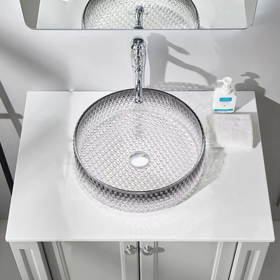 Круглые шары тщеты Bathroom ясные и скошенное черной кромкой отверстие стока