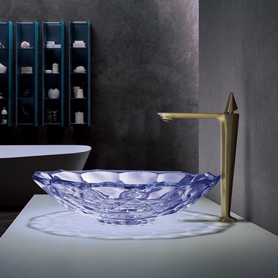 Граненные современные формируют таз мытья стеклянного OEM раковины Bathroom пурпурный