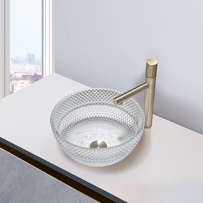 Раковины Countertop Bathroom кристально ясных стеклянных тазов сосуда Calathiform