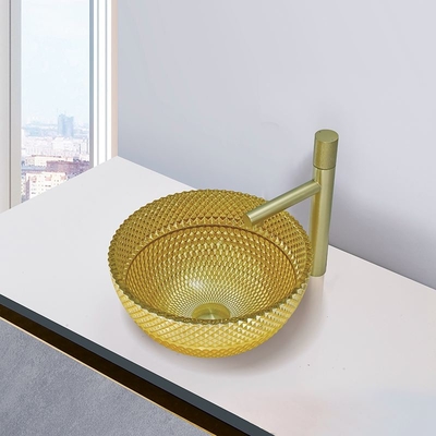Bathroom цвета золота таза мытья 18K стекла отверстия стока 45mm тонет для домашней гостиницы