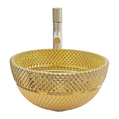 Bathroom цвета золота таза мытья 18K стекла отверстия стока 45mm тонет для домашней гостиницы