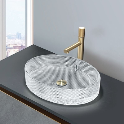 Countertop тазов сосуда царапины устойчивый кристально ясный стеклянный установил