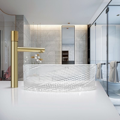 Тазы сосуда Twill поверхностные ясные стеклянные для гостиницы Bathroom