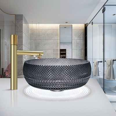 Countertop цвета итальянских тазов сосуда стекла Кристл дизайна прозрачный черный