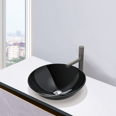 420mm закаленные стеклянные тазы мытья Countertop Bathroom черноты раковины