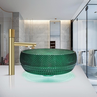 Сосуд установленный Countertop стеклянный тонет таз мытья мытья Bathroom Кристл