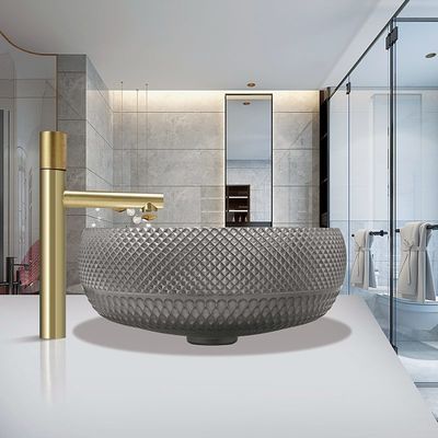 Темная раковина мытья тщеты Bathroom раковин сосуда стекла Кристл серого цвета над счетчиком
