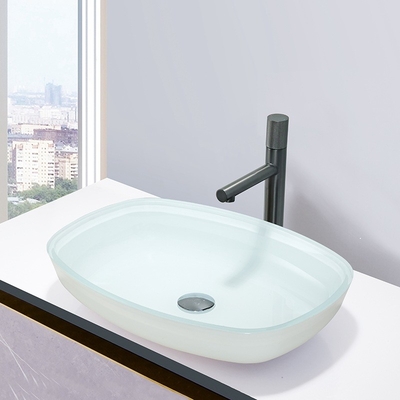Высокая лоснистая белая закаленная дыня тазов мытья Bathroom формирует раковины таза Countertop