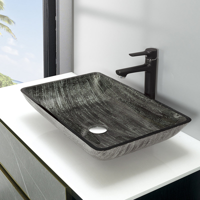 тазы мытья Bathroom 12mm шар раковины искусства 16,5 дюймов прямоугольный закаленный стеклянный