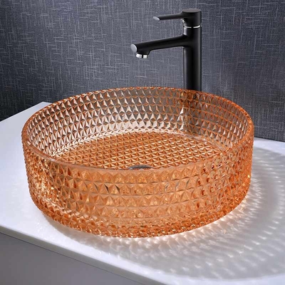 Раковина Bathroom шара стекла цвета Амбер таза руки мытья диаманта круглая